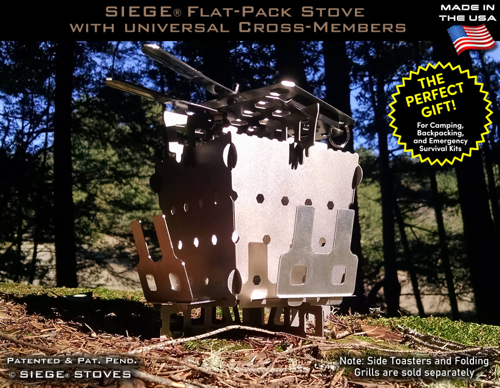 SIEGE Stove wood-burning bushcraft backpacking stove packs flat.